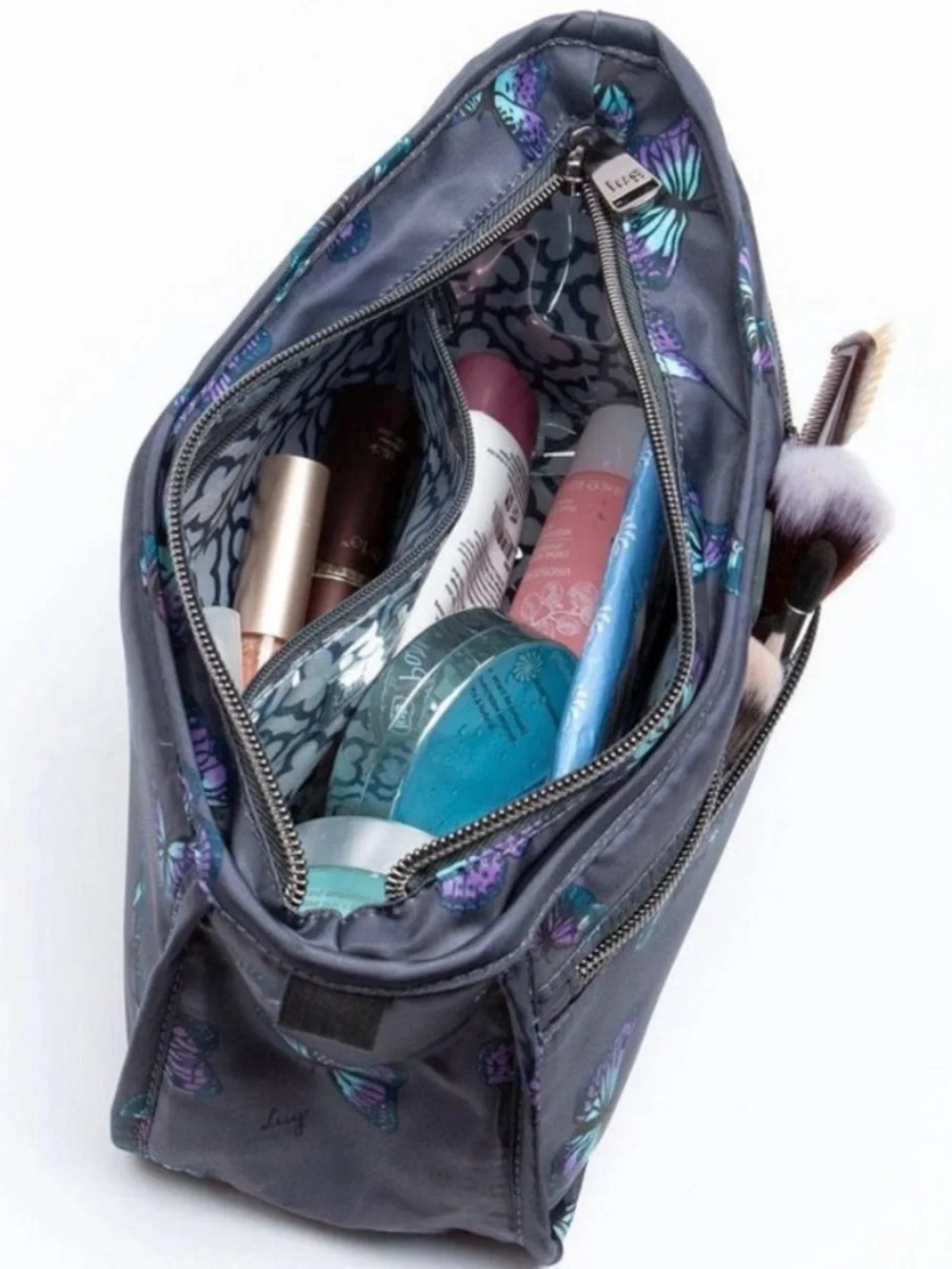 Lug Parasail Cosmetic Bag in Butterfly Grey NWT